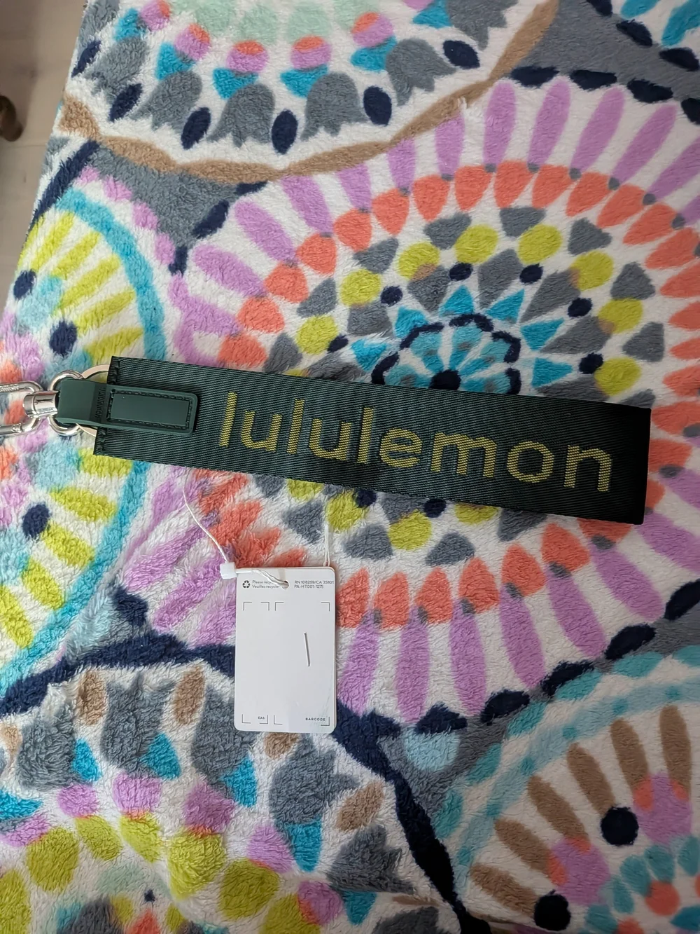 lululemon athletica Black and Gold Logo Strap Key Fob